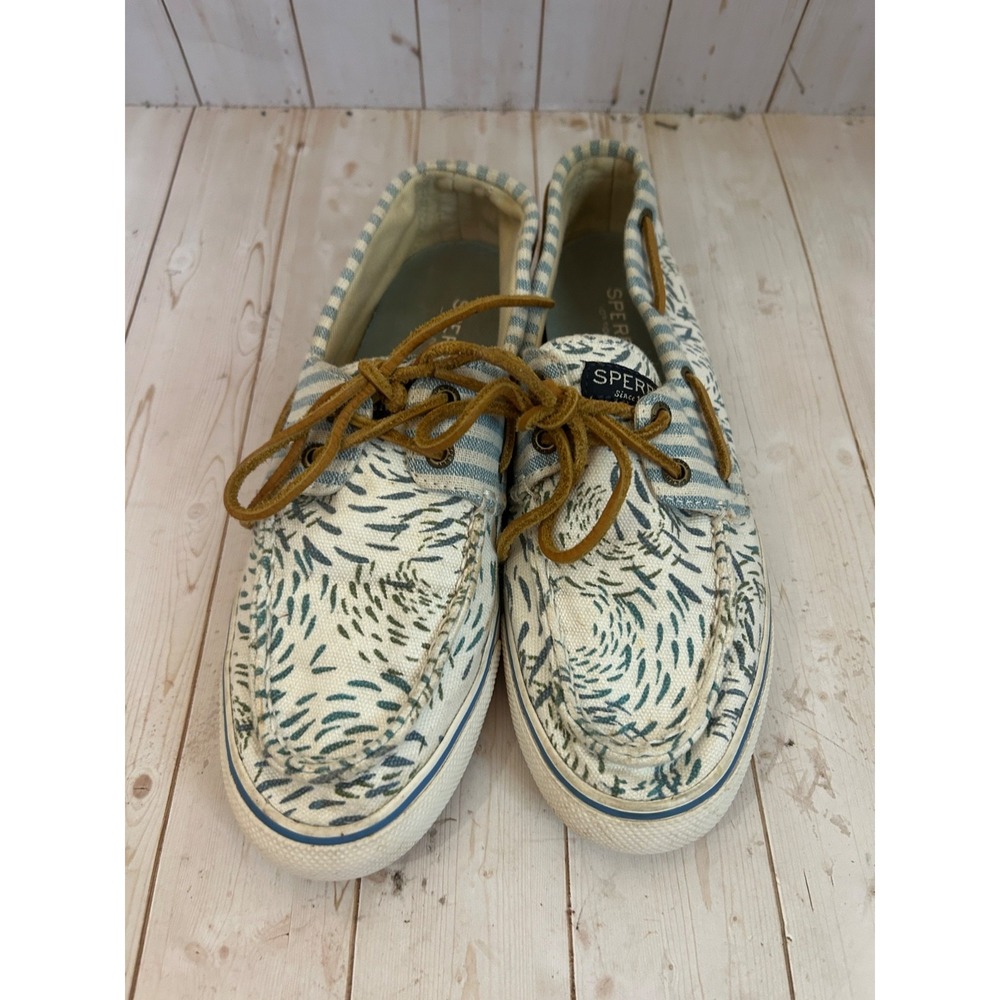Sperry Top-Sider Men 7 Blue‎ & White Bahama Coral Print Boat Shoes Slip-On